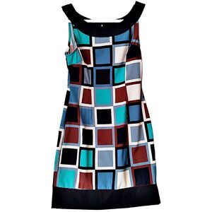 Connected Apparel Blue Geometric Print Sleeveless… - image 1